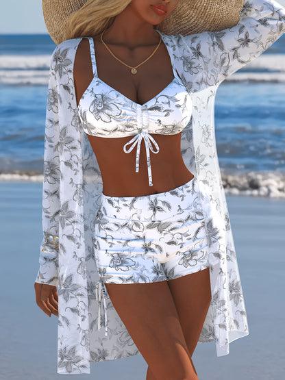 Women's 3-Piece Swimwear Set with High Stretch Polyester