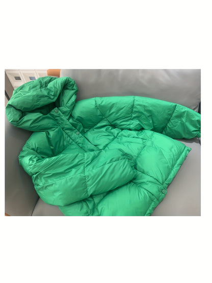 Women'S Stylish Winter Zip-Up Hooded Jacket - Casual Thickened Outerwear with Pockets, Long Sleeve, Non-Stretch Fabric, Solid Color, 100g/m², Perfect for Cold Weather, Winter Clothes