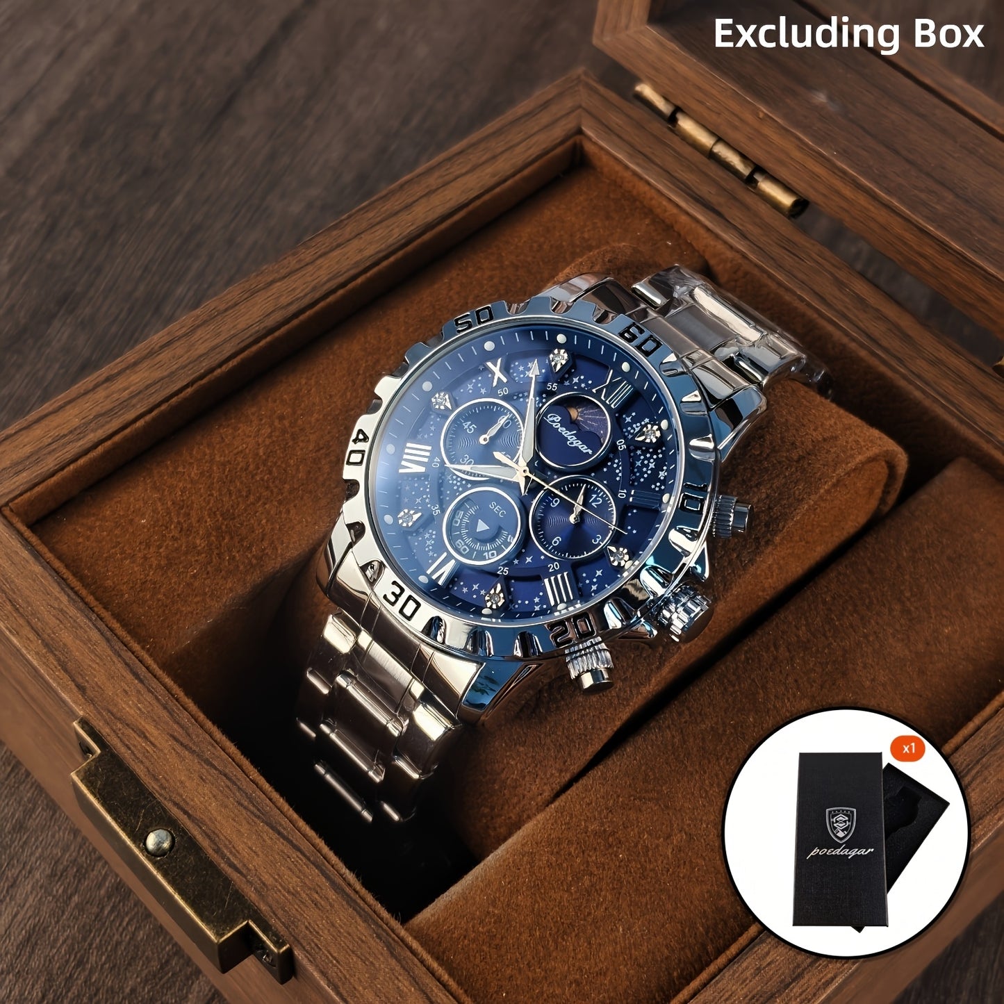 POEDAGAR Men's Quartz Business Watch with Calendar & Waterproof