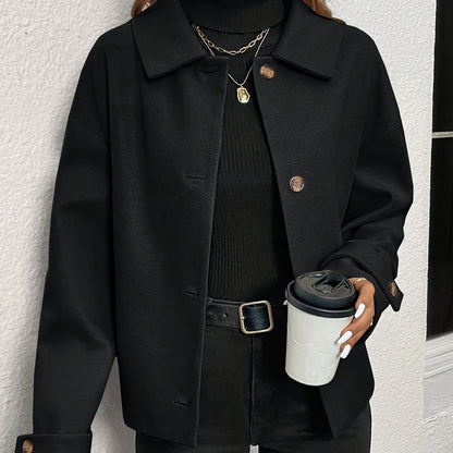 Women'S Burgundy Coat - Structured H-Silhouette Blazer, Button-Front Closure, Non-Stretch Fabric for Fall/Winter, Office, Party, Everyday Outfits - Chic Outerwear Jacket, Party Attire, Asymmetric Hemline, Elegant Design