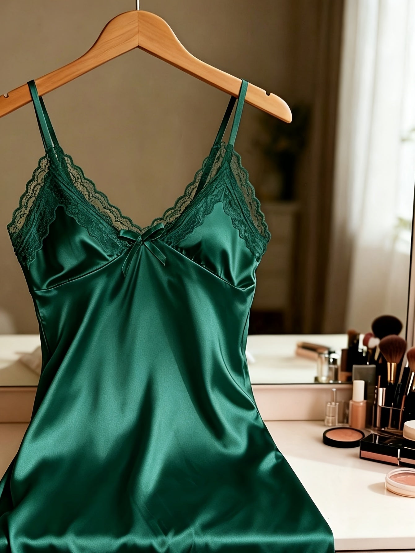 Elegant Lace Deep V Slip Dress with Spaghetti Straps