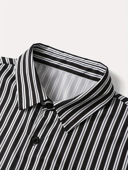 Men's Summer Printed Button-Up Shirt & Shorts Set