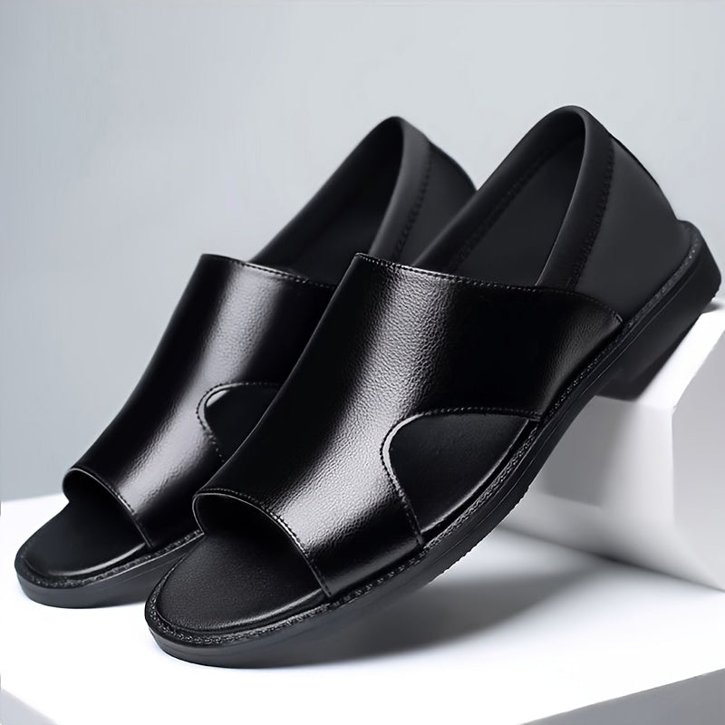 Men's Minimalist PU Sandals with Soft Rubber Sole, All-Season