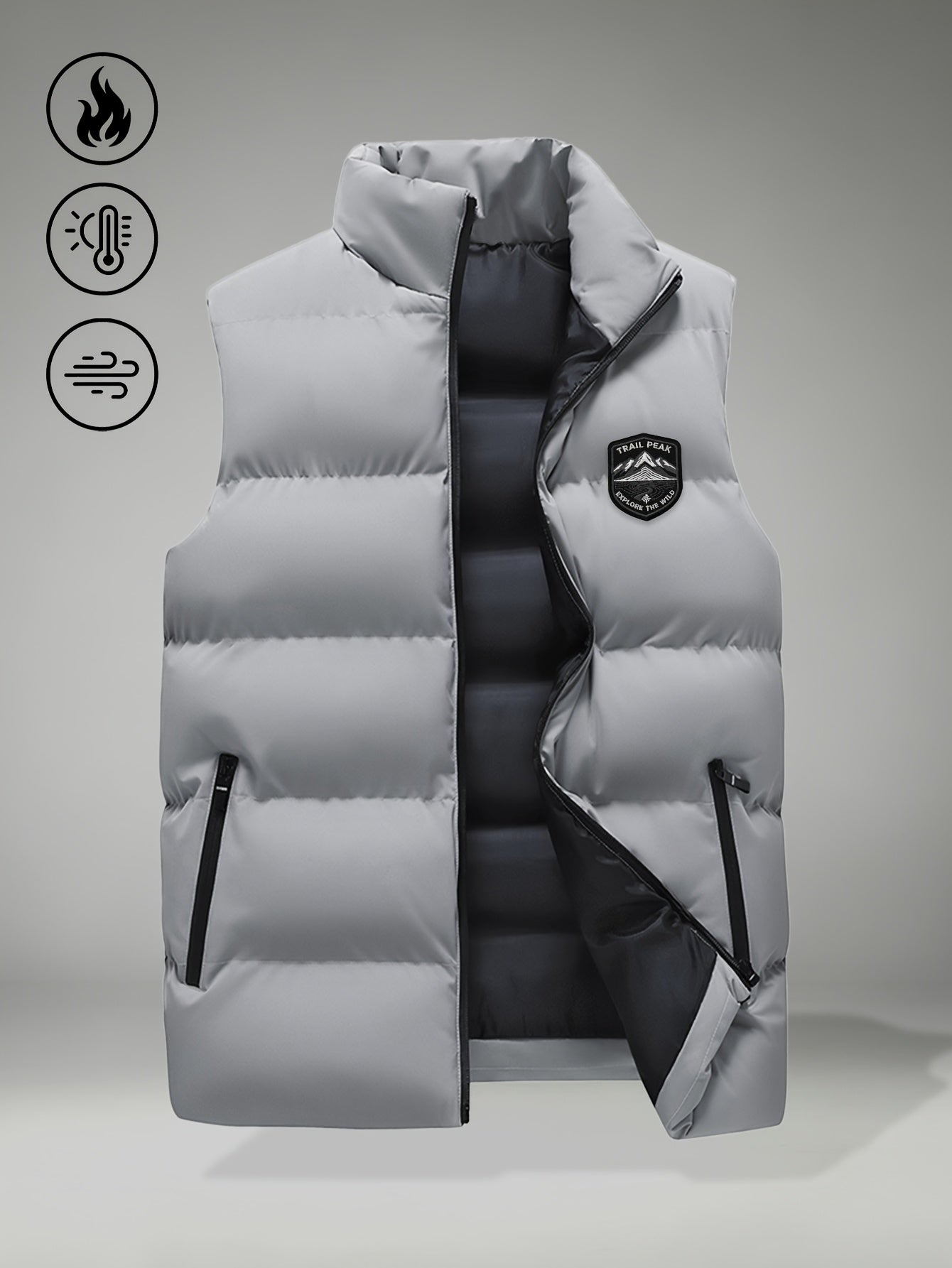 Men's Autumn-Winter Stand Collar Warm Polyester Vest