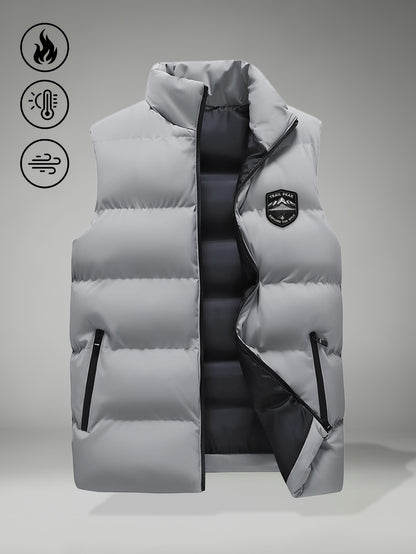 Men's Autumn-Winter Stand Collar Warm Polyester Vest