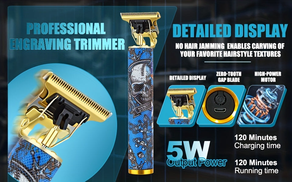 LQT 1/2/3pcs Professional Salon Hair Clipper Set, Including Hair Clippers, T-Shaped Trimmers, Beard Trimmers And Electric Shavers, with Eight Limit Combs, Compact Design, Zero-Gap Precision Trimming, to Meet The Needs of Barb - ayq