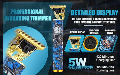 LQT 1/2/3pcs Professional Salon Hair Clipper Set, Including Hair Clippers, T-Shaped Trimmers, Beard Trimmers And Electric Shavers, with Eight Limit Combs, Compact Design, Zero-Gap Precision Trimming, to Meet The Needs of Barb - ayq