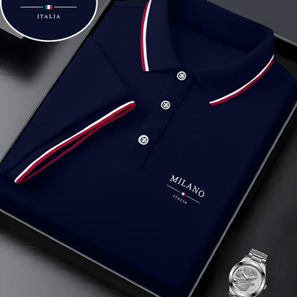 Men'S Stylish Polo Shirt with Milan Print, Perfect for Summer Sports And Casual Outings - ayq
