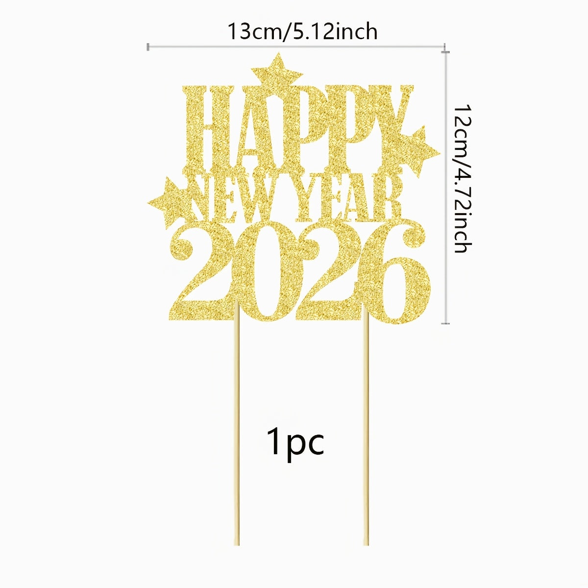 1pc Hello 2026 Numbered Cake Topper - Large White & Golden 2026 Centerpiece for New Year's Eve, & Shower Party Decorations - Number Decor with Black Outline - Easy-to-Use Single-Year Countdown Sign for Christmas,Newyear,Valen