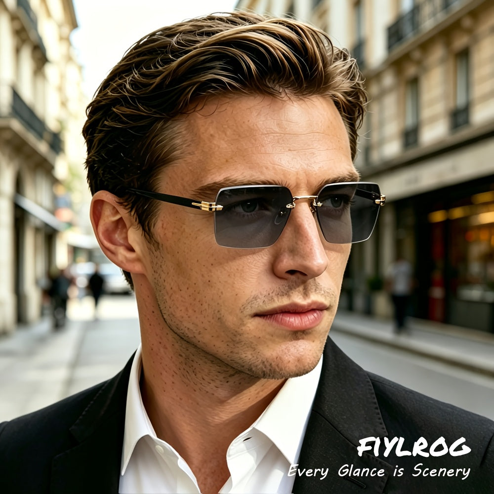 Unisex Frameless Square Vintage Sunglasses with UV400 Protection