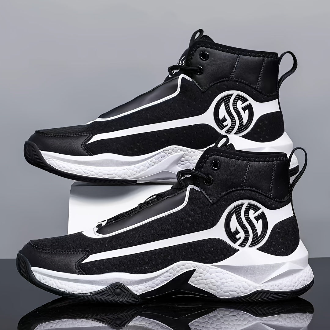 Unisex Fashion Sports Sneakers - Casual Street Athletic Running Shoes with Breathable Fabric Upper, Mid Top Lace-Up, Rubber EVA Sole, All-Season Comfort, Round Toe for Training  Basketball