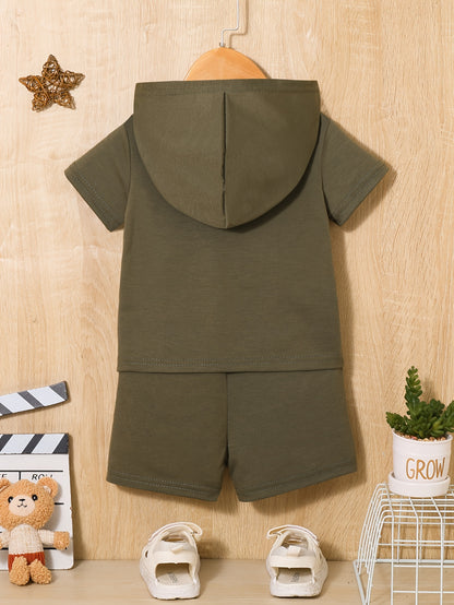 Baby Boy Hooded Pullover and Pants Set with Italian Flag Print