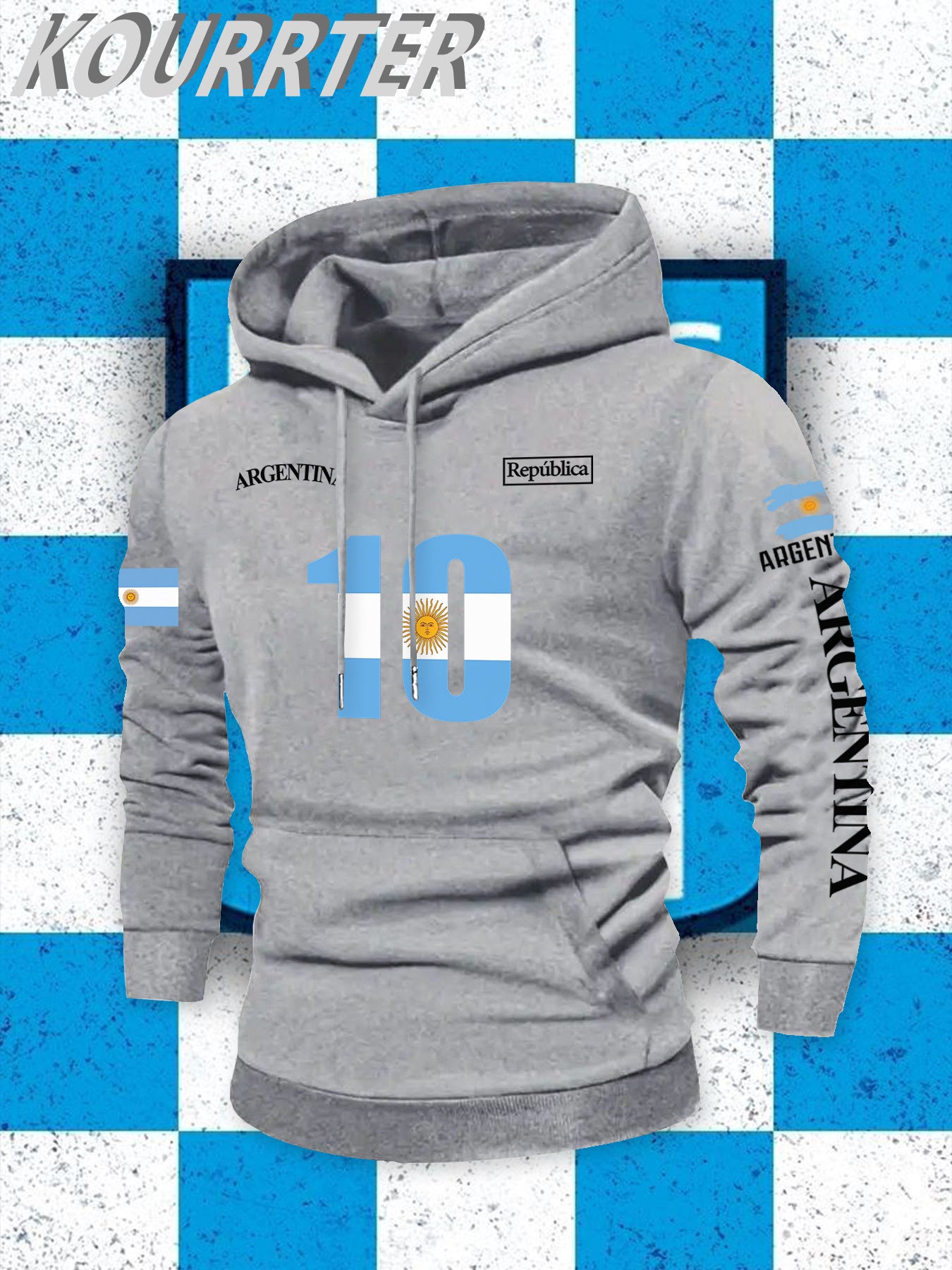 Men's Argentina Flag Hooded Sweatshirt - Casual Winter Pullover