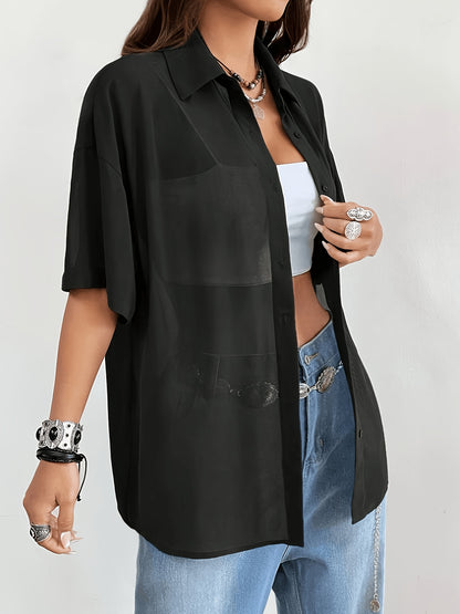 Vintage Sheer Casual Shirt for Women, Lightweight Spring Style
