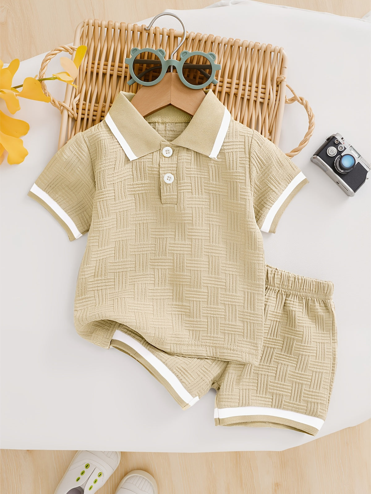 Boys' Summer Polo Shirt & Shorts Set - Preppy Casual Outfit - ayq