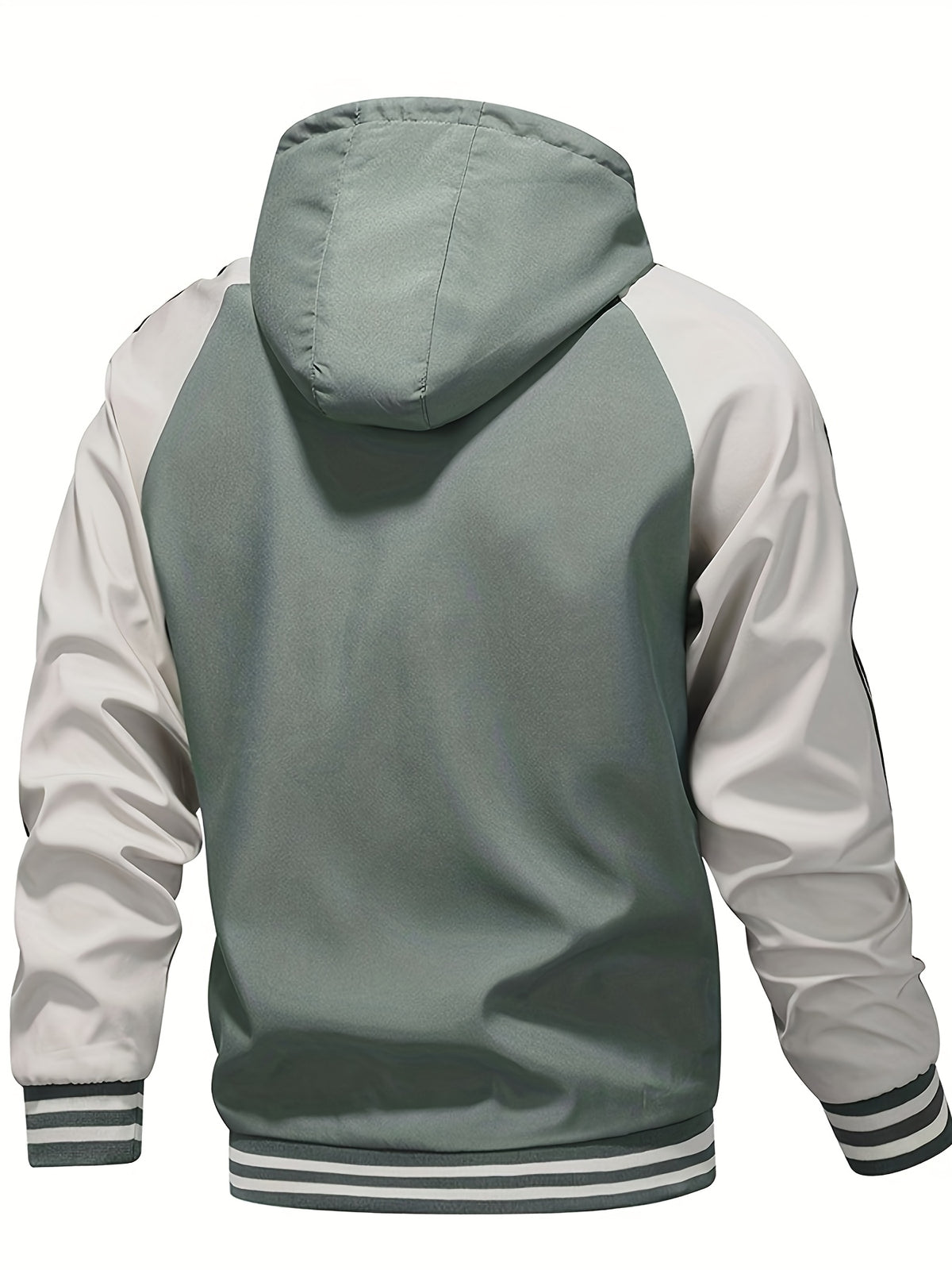 Men's Hooded Color Block Zipper Coat for Spring & Autumn