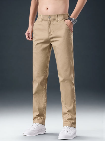 Men's High-End Cotton Twill Chinos - Comfortable Casual Fit