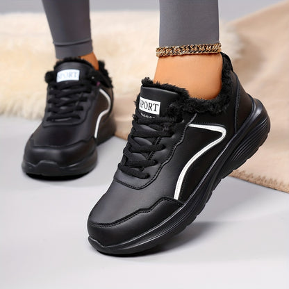 Women'S Winter Snow Boots - Thick Platform Sole for Traction, Lightweight Cold Weather Shoes with Lace-Up Closure, Slip-Resistant EVA Outsole - All- Synthetic faux leather-like Upper - Warm Insulated for Running, Hiking, Ever