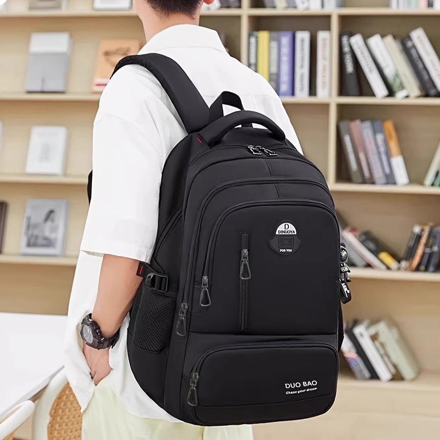1pc DUO BAO High-Quality Knapsack - Stylish Gray  Black Backpack with 6 Large Compartments, Durable Oxford Fabric, Ideal for School, Travel, and Fitness, Casual Style, Travel Backpack   Stylish Backpack   Durable Backpack