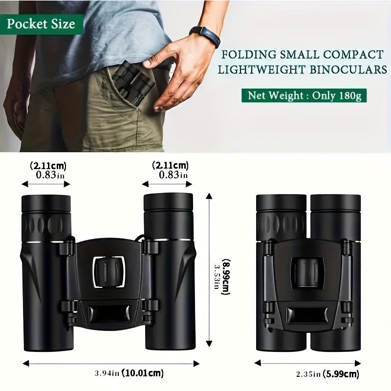 Powerful 8x21 Long Range Binoculars with HD Zoom, Portable Folding Design for Outdoor Tourism & Camping - Black, High-Definition Optics, Ergonomic Grip, Compact & Lightweight for Hiking, Bird Watching, Nature Observation, Bin