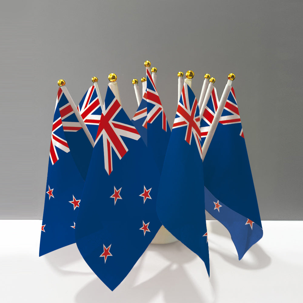 12 Pack New Zealand Mini Handheld Flags for Parties & Sports