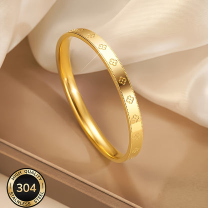 Women's 18K Gold-Plated Four-Leaf Clover Bracelet with Zirconia