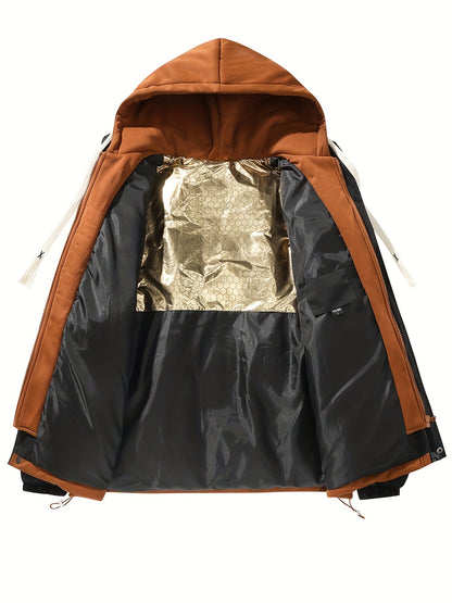 Women'S Light Blue Hooded Puffer Jacket - Cozy Fleece-Lined Winter Coat with Drawstring Hood, Casual Style for Cold Weather, Winter Coat