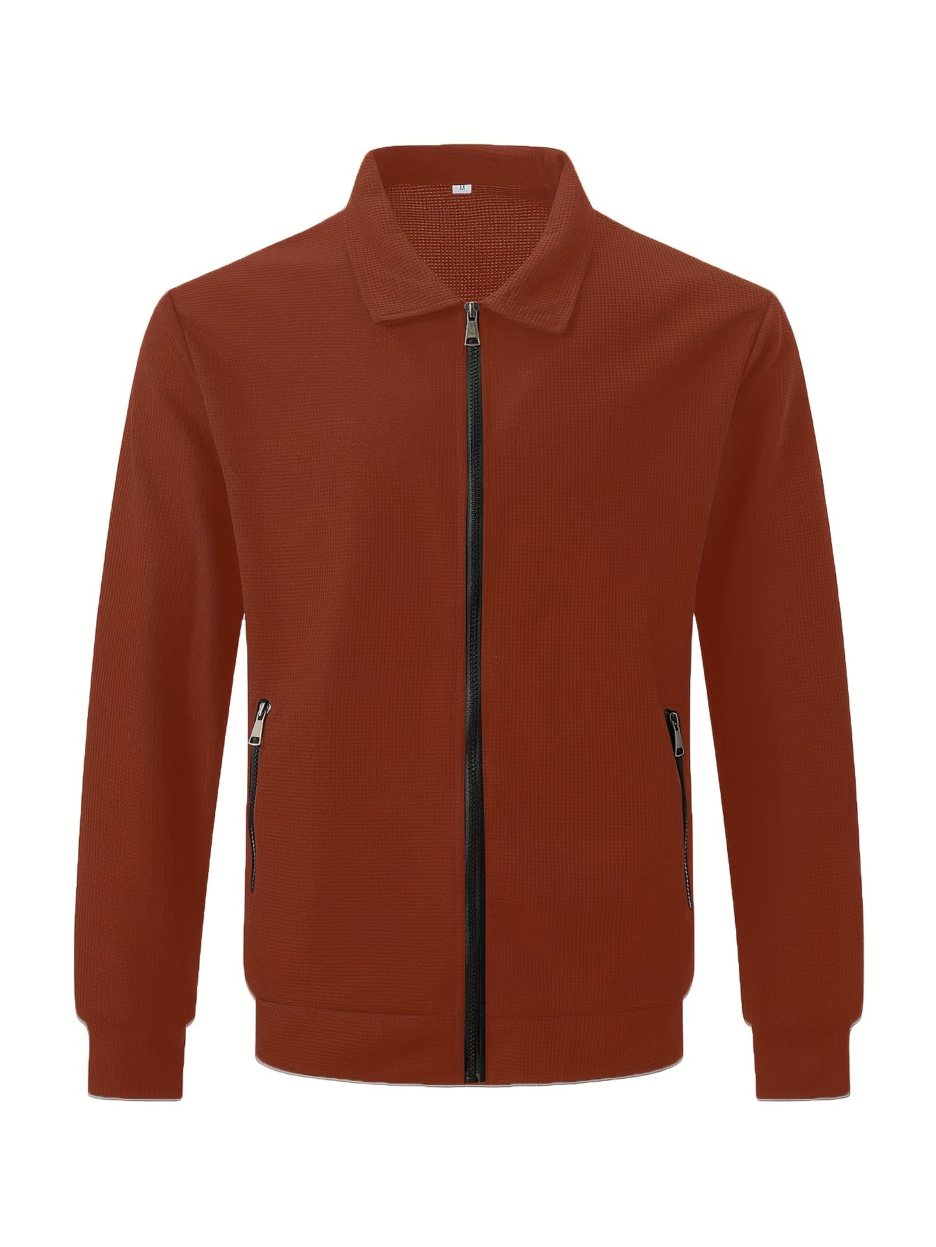Men's Plain Waffle Zipper Jacket Casual Daily Fashion