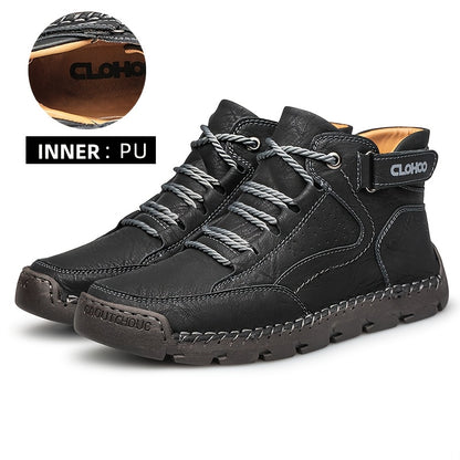 Men's Casual Lace-Up Ankle Boots with Rubber Sole