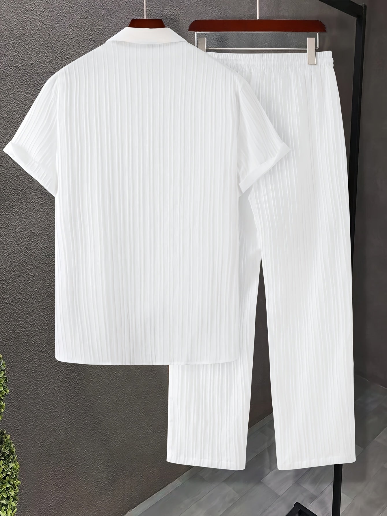 Men's Casual Short-Sleeve Shirt & Drawstring Pants Set