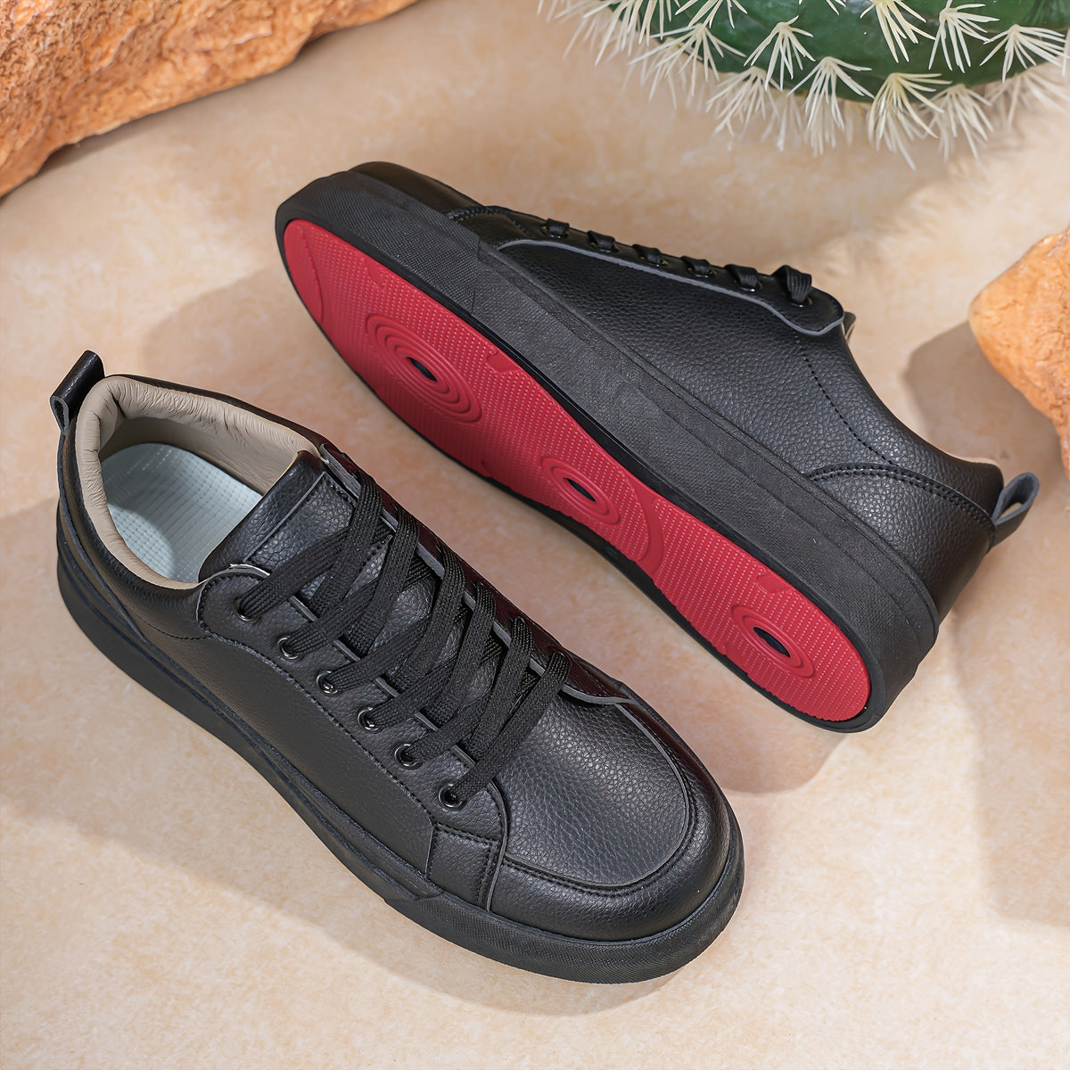 Men's Vintage Low-Top Casual Sneakers with PU Upper