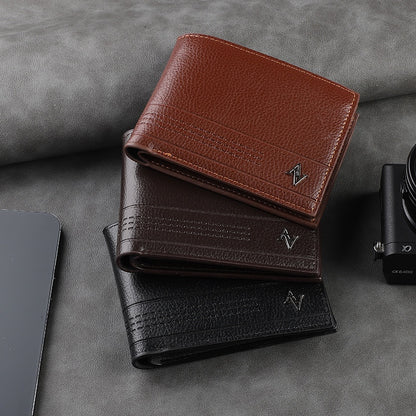 Men'S Large Capacity Lightweight Wallet - Business Casual & Everyday Use with Golden-Tone Hardware, Multiple Card Slots, Cash Pocket & ID Window - Durable Synthetic