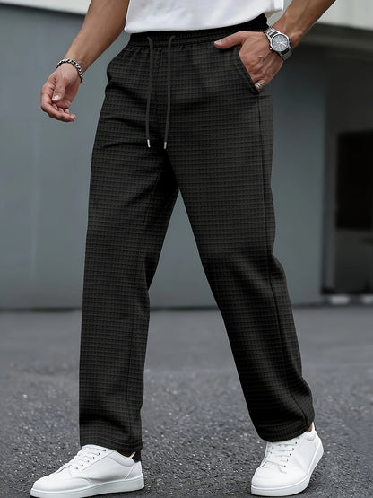 Men's Casual Knit Trousers with Elastic Waist and Pockets