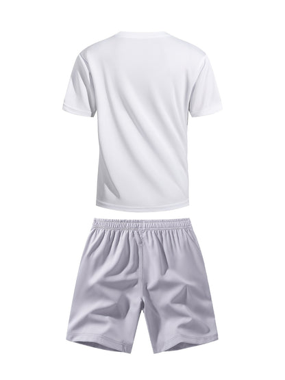 Boys' Quick-Dry Summer Shirt & Shorts Set with Reflective Strips