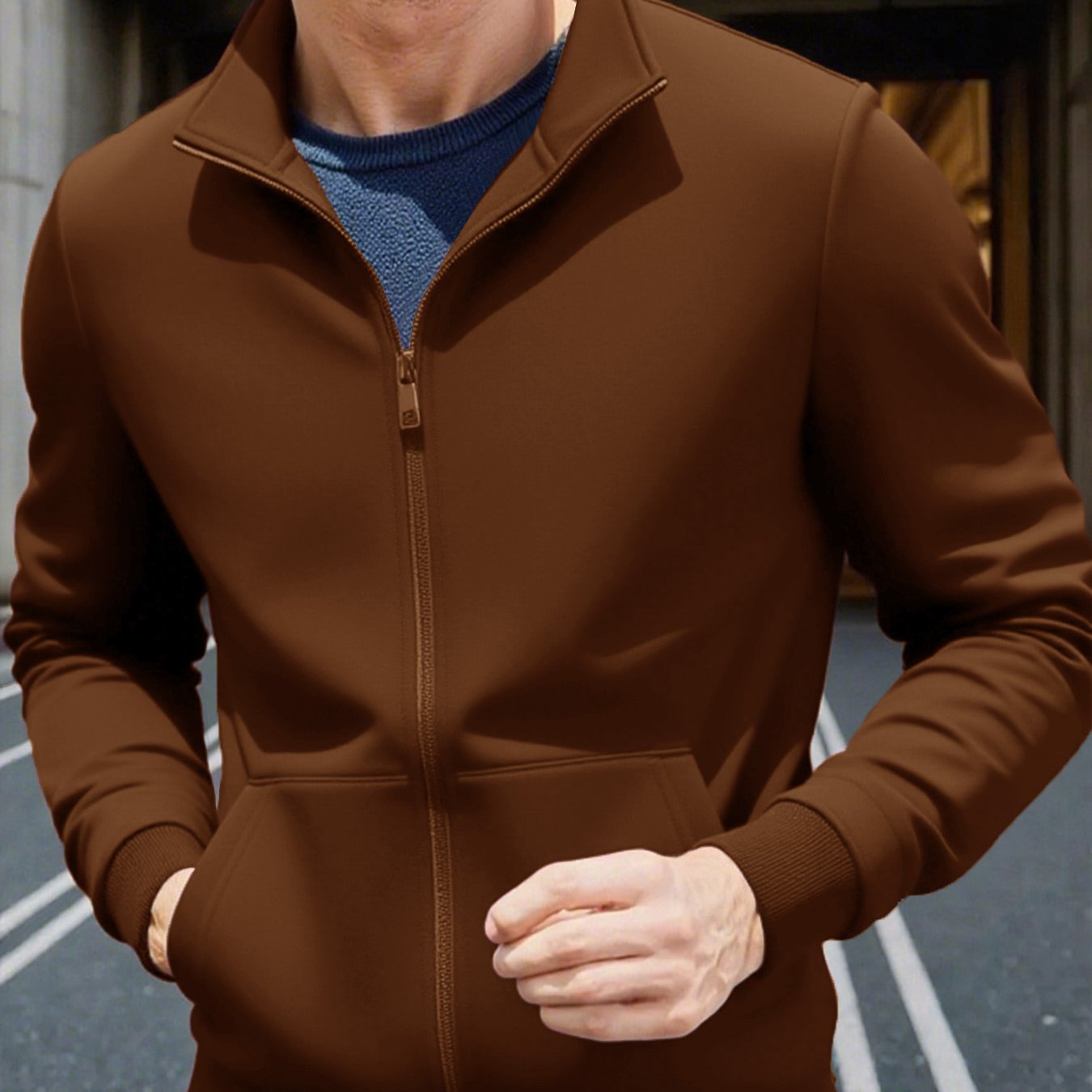 Men'S Lightweight Zip-Up Jacket - Stand Collar Windproof Coat with Full-Zip Closure, Front Pockets - Gym, Hiking, Casual Outerwear - Easy-Care Zipper Jacket for Everyday & Active Lifestyles, Gym Wear, Sleek Design, Durable Co