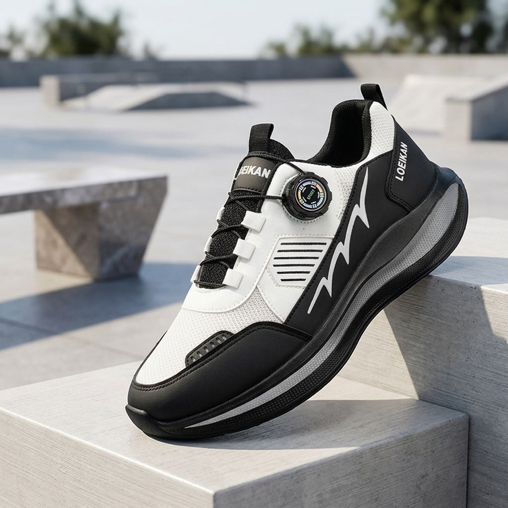 Men's Low-Top Casual Sneakers with Twist Buckle Design