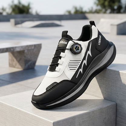 Men's Low-Top Casual Sneakers with Twist Buckle Design