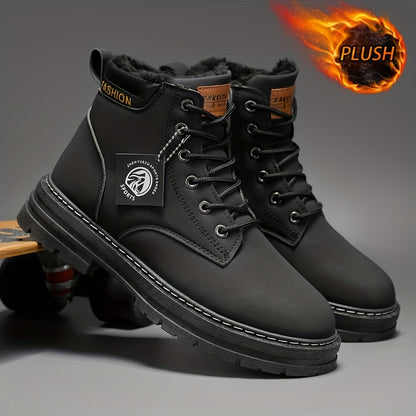 Men's Snow Sports Training Shoes for Autumn and Winter, Featuring a Plush-lined Thick Design for All-over Comfort. Soft, Light Beige-friendly, and Thickly Insulated for Warmth, Suitable for Various Winter Leisure Activities.