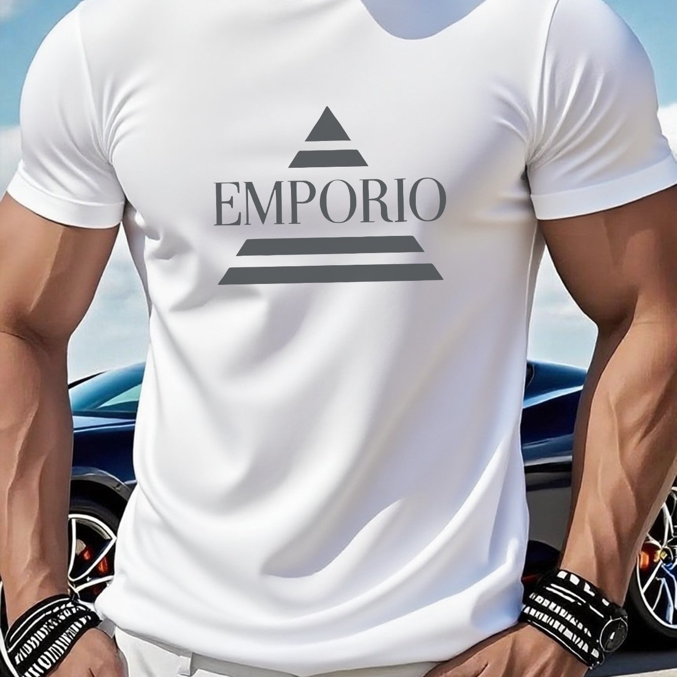 Men's 180gsm Heavyweight 100% T-shirt, Men's Graphic T-shirts, 1pc Bosh Briure Pattern Men's T-shirt, for Casual, Sports, and Holiday Wear - ayq