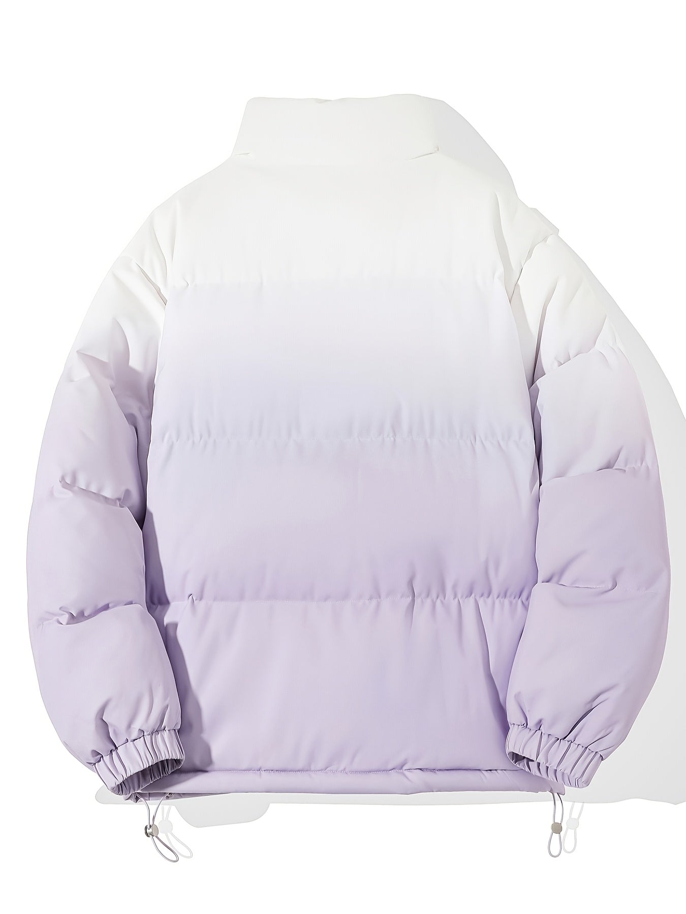 1pc Men'S Street Style Stand Collar Coat, Alphabet Print, Regular Fit, Drawstring Detail, Non-Stretch Woven Polyester, 100% Polyester Filler, Long Sleeve Casual Warm Gradient Jacket for Autumn and Winter