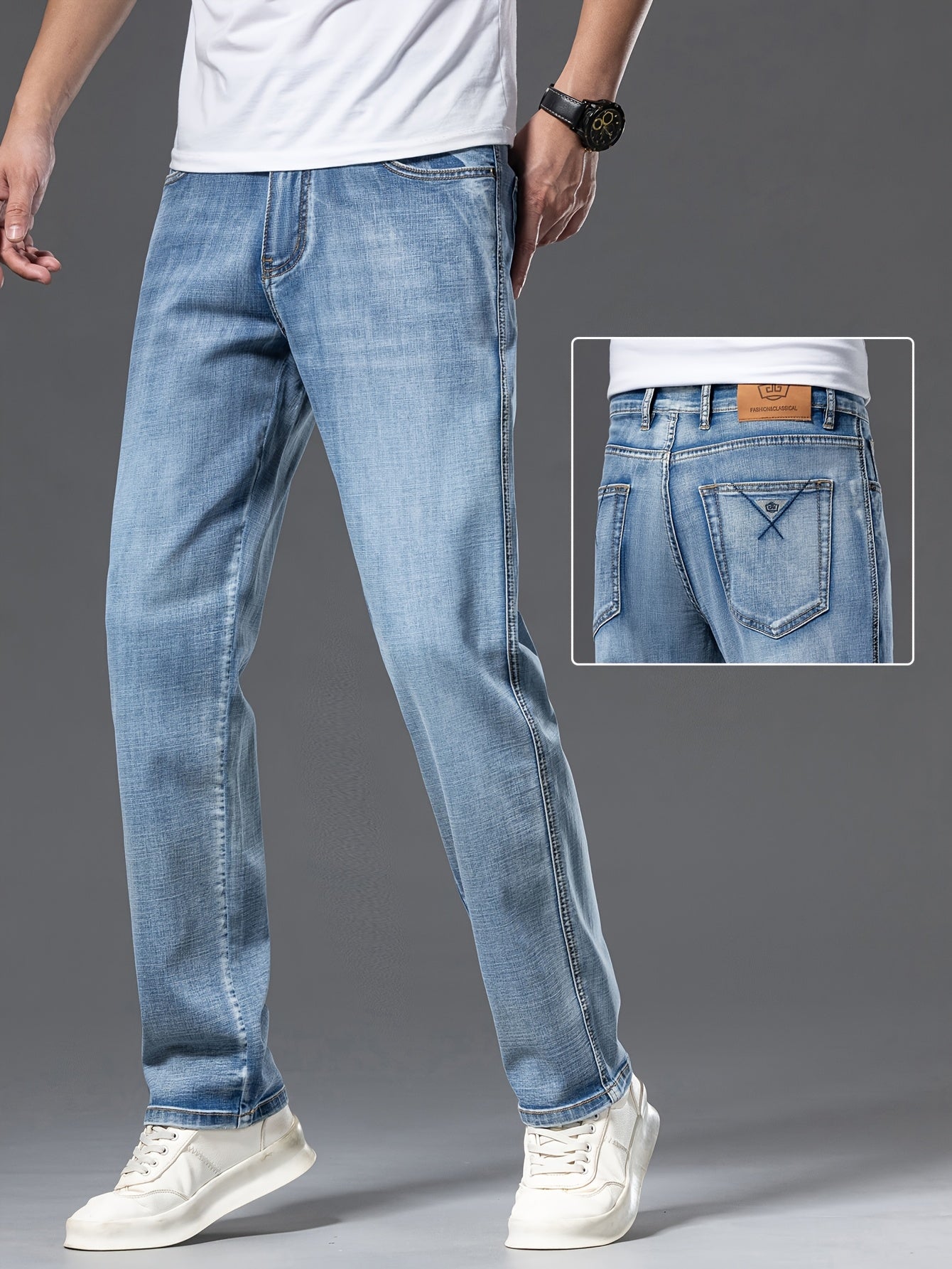 Geng Yuanshi High-End Summer Men's Jeans New Trend Fashion Straight-Leg Light Business Stretch Denim Pants