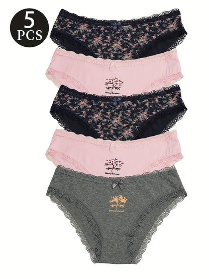 5-Pack Women's Cotton Briefs, Soft, Breathable Mid-Rise Panties