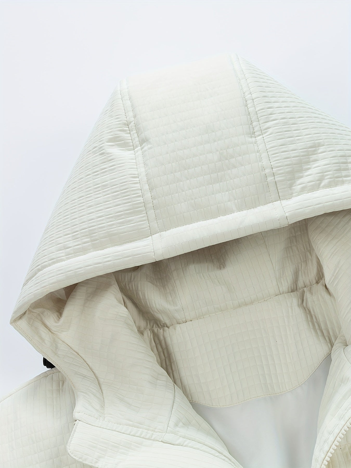 789 Men'S Stylish Thickened Winter Hooded Coat - Warm Fleece-Lined Jacket with "CONS" Letter Design, Loose Fit, White, Casual Winter Outerwear, Winter Jacket