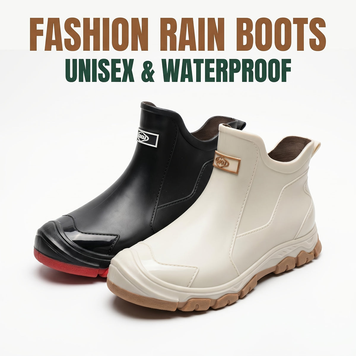 Unisex Short Rubber Rain Boots – Lightweight, All-Season Casual Wear