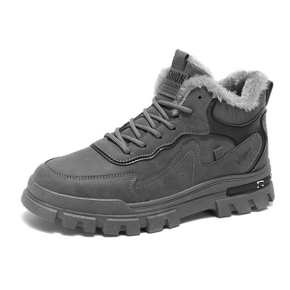 ZQBOBING Men'S Cozy Fleece-Lined Casual Sneakers - Beige & Black Low-Top Lace-Up Shoes with Thick Cushioned PVC Sole, Round Toe Design for Fall/Winter Comfort, Winter Footwear | Stylish Laceup Shoes | Durable PVC Sole, Blue B