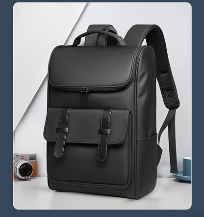 Men'S Stylish Large Capacity Commuter Backpack - Black Oxford Fabric, Durable with Multiple Compartments and Adjustable Straps, Ideal for Office, Student, University, School, Travel, Commute, Travel Backpack   Casual Style Ba