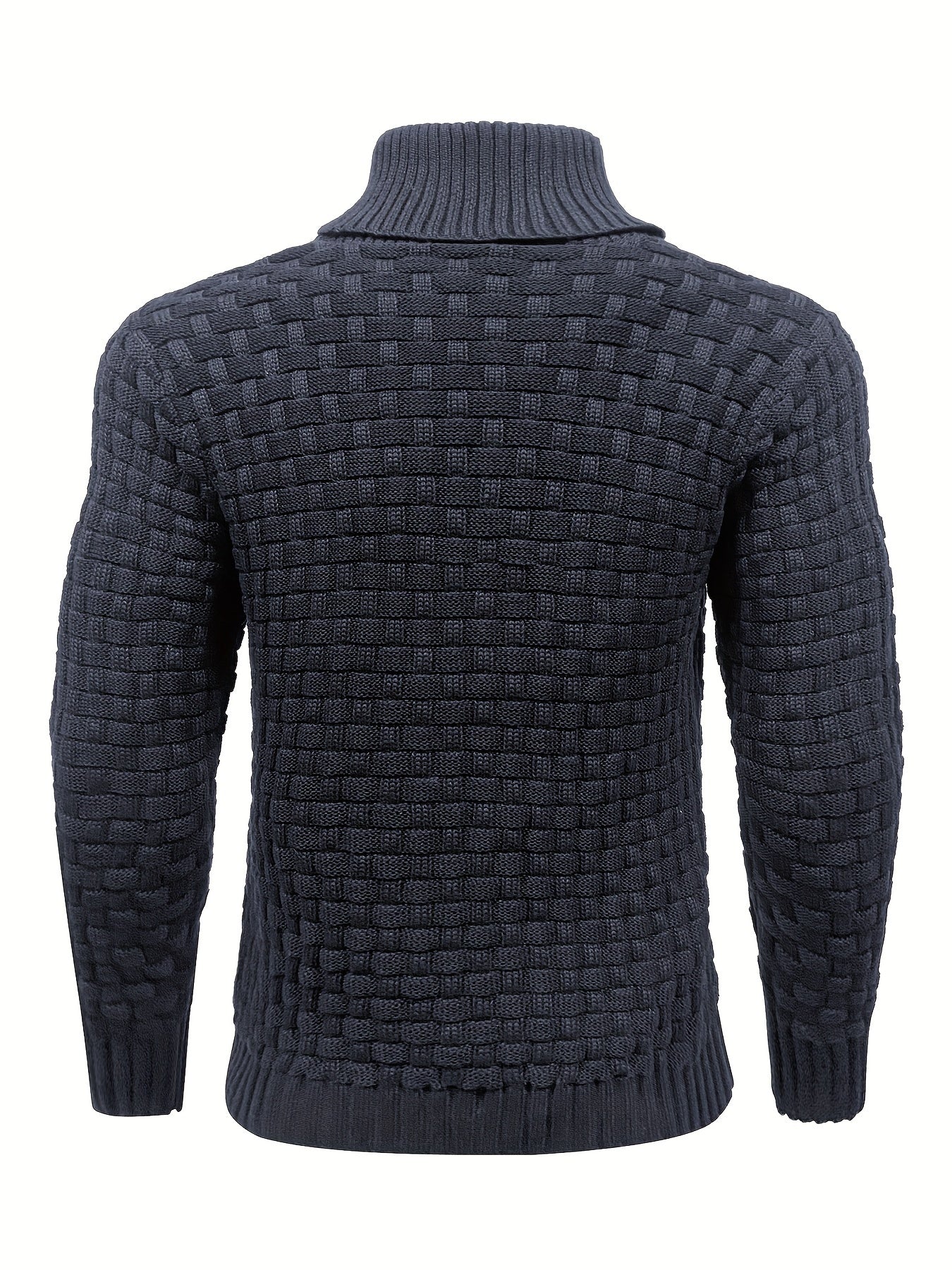 Men's Casual Waffle Pattern High Stretch Sweater, Chic Mature Pullover Sweater For Fall Winter