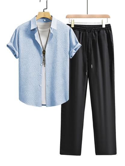 Men's Casual Shirt and Pants Set, Lightweight Summer Essentials