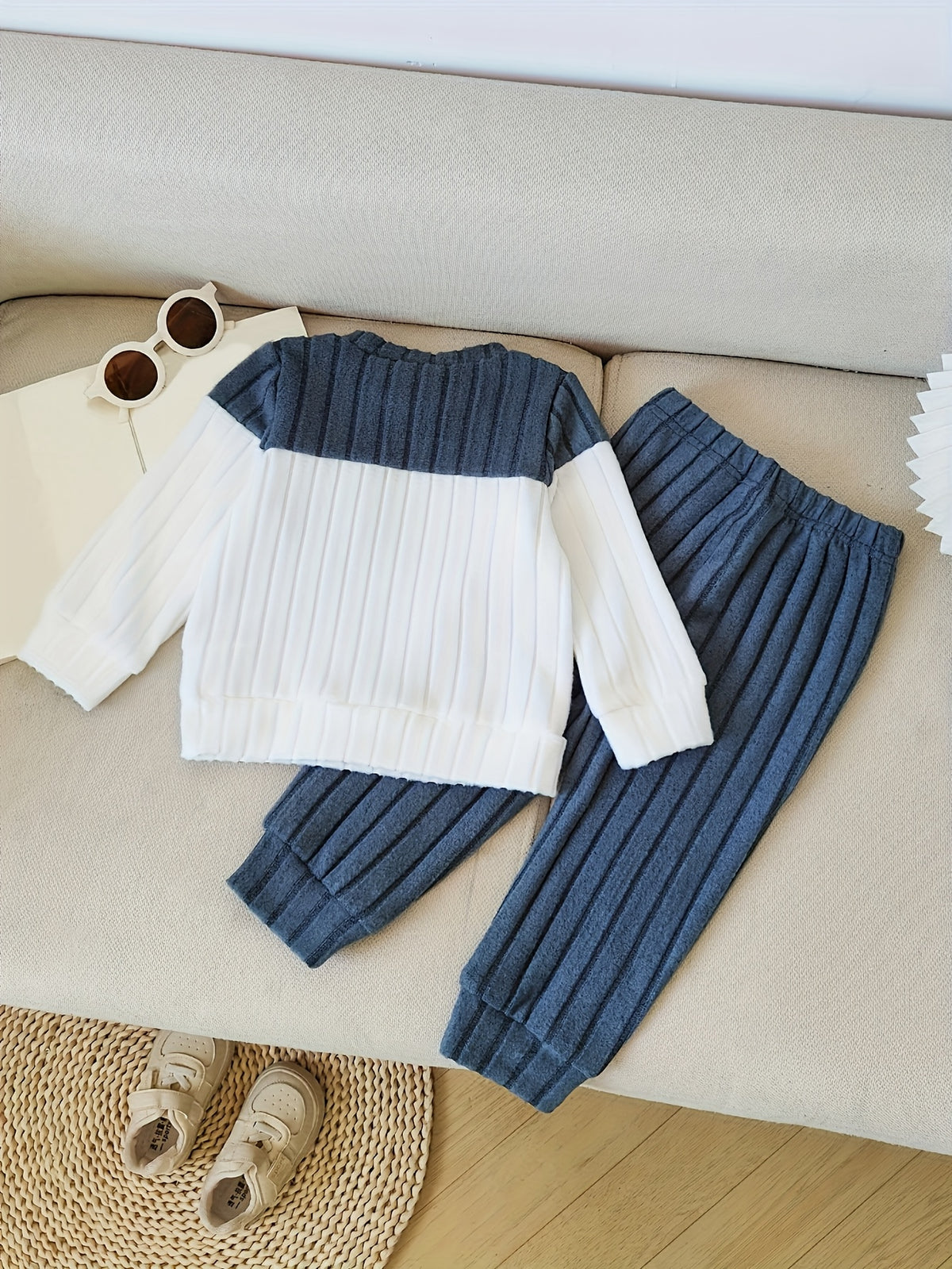 Baby Boy Color-Block Sweater & Pants Set for Fall - ayq