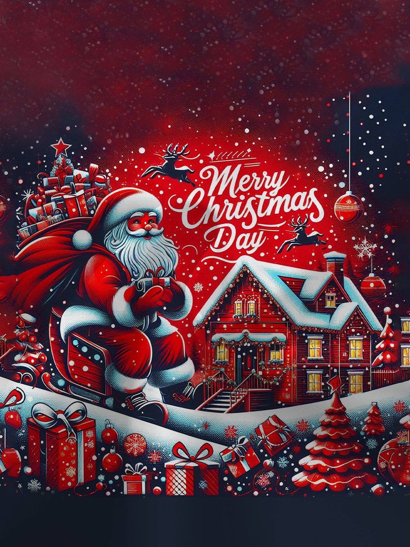 2pcs Boys' Christmas Sweatsuit Set with 3D Santa & Reindeer Print Hooded Sweatshirt & Matching Pants - Red/Green Winter Outfit, Snowflake Patterns, Cozy Casual Wear for /Kids Holiday Party (Hand Washable), Perfect for Outdoor